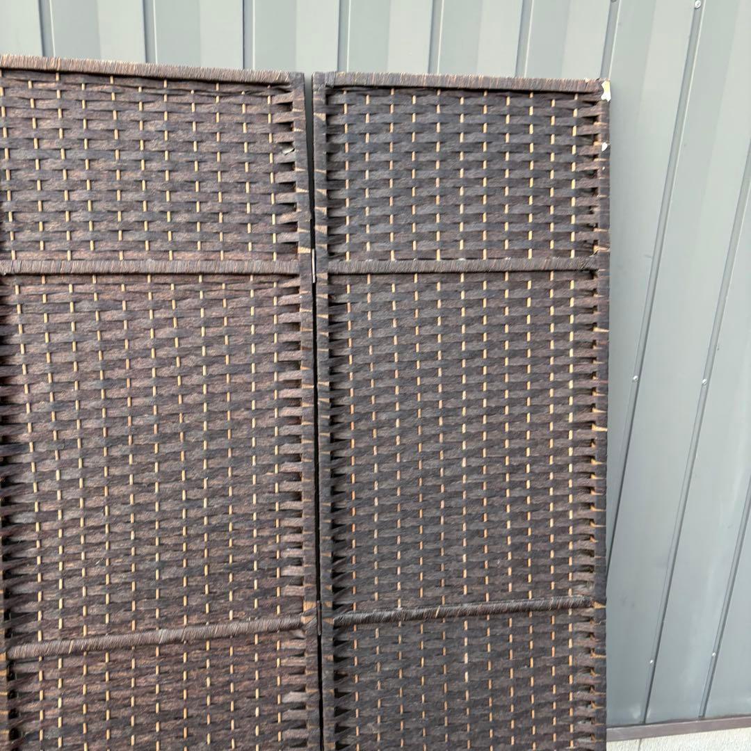 B2 北欧レトロ 木製フレーム 3連 メッシュパーティション パーテーション衝立