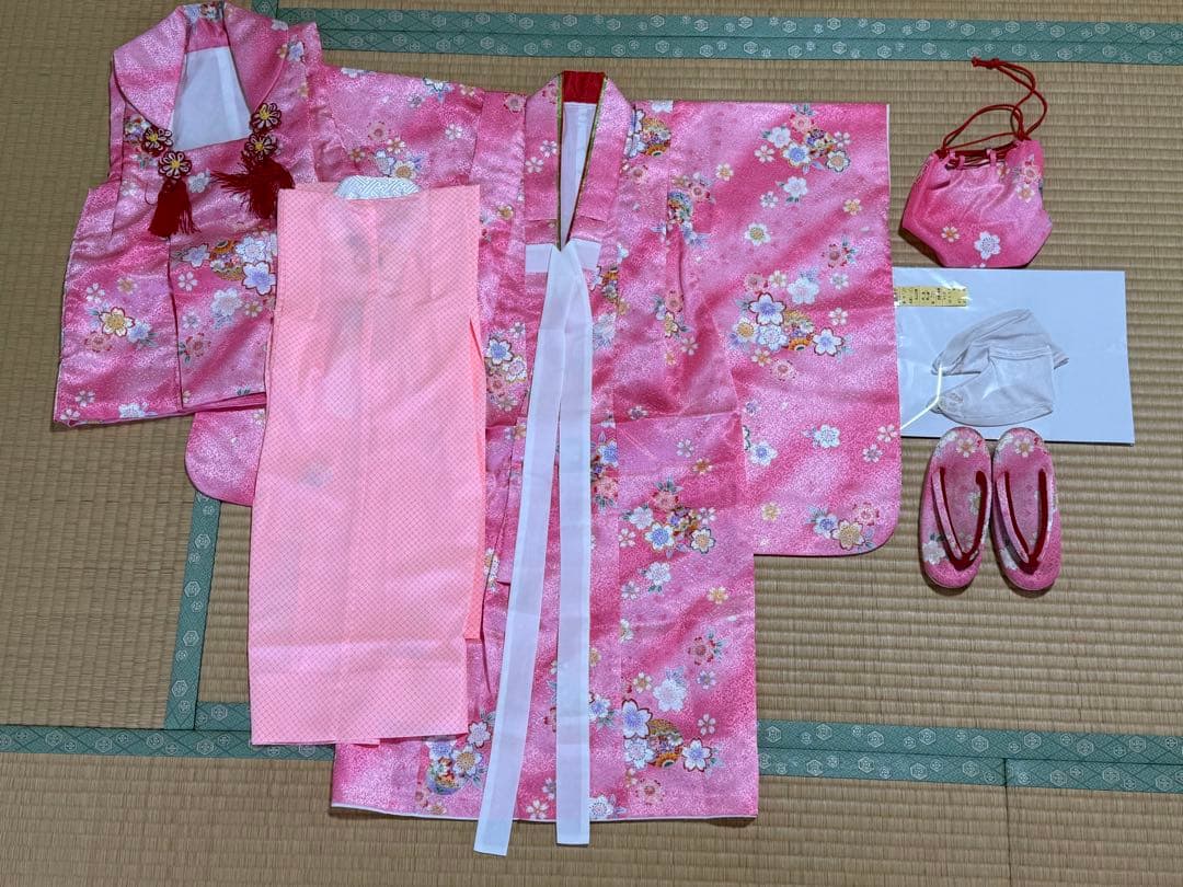 七五三 着物6点セット ピンク 【3歳児2回着用】