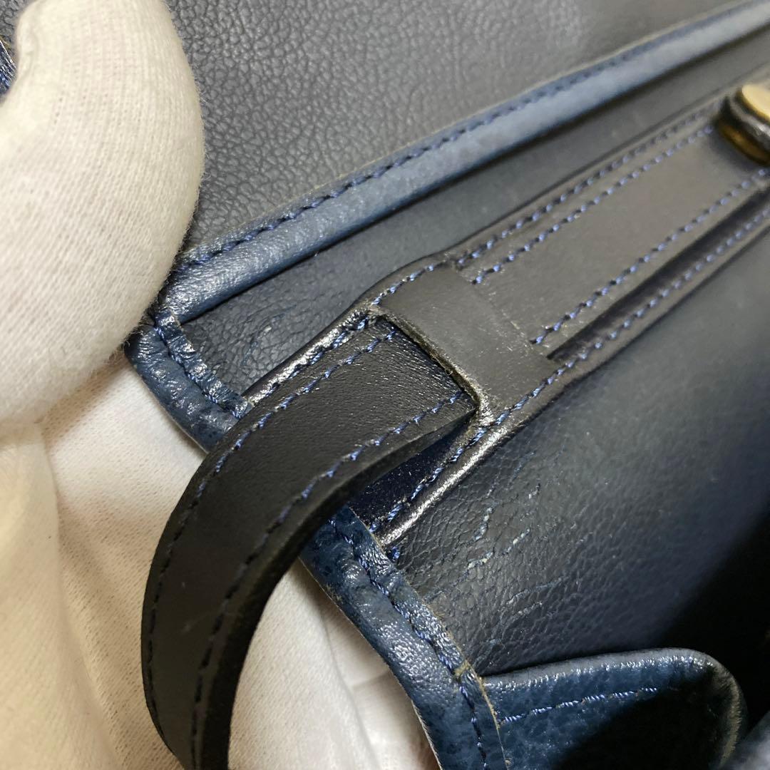 Christian Dior レザーバッグ ネイビー CDロゴ