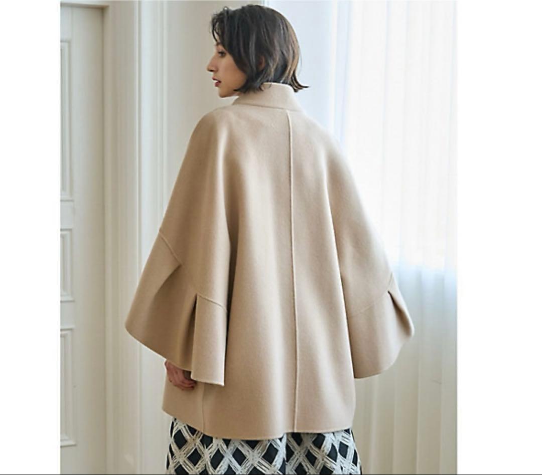 anayi アナイ　ウールナイロンリバーケープコート　34 キャメル