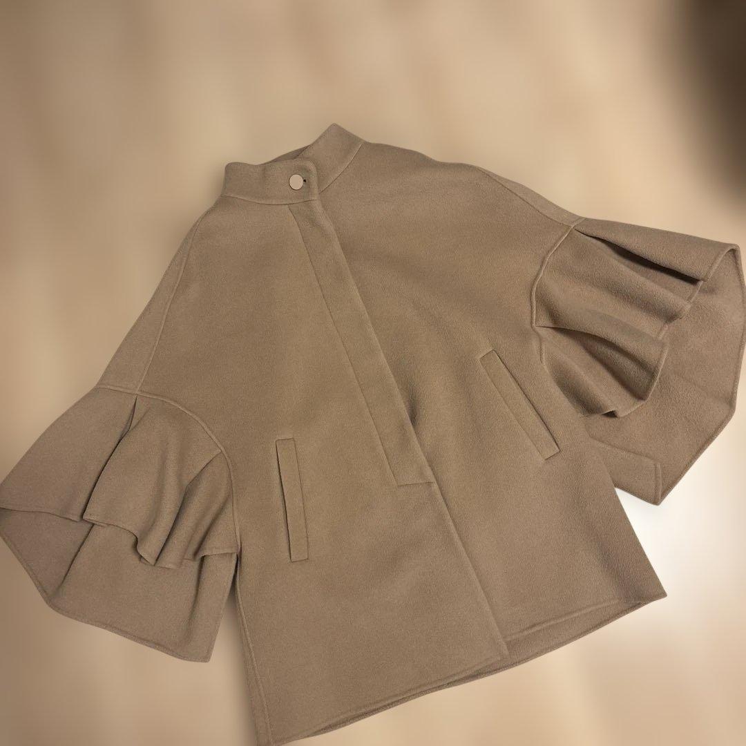 anayi アナイ　ウールナイロンリバーケープコート　34 キャメル