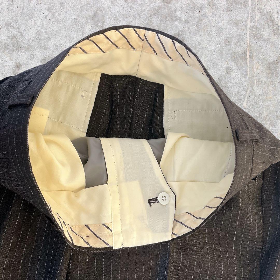 美品vintage 3ピース セットアップ ストライプ ウール 成人式 茶系 S