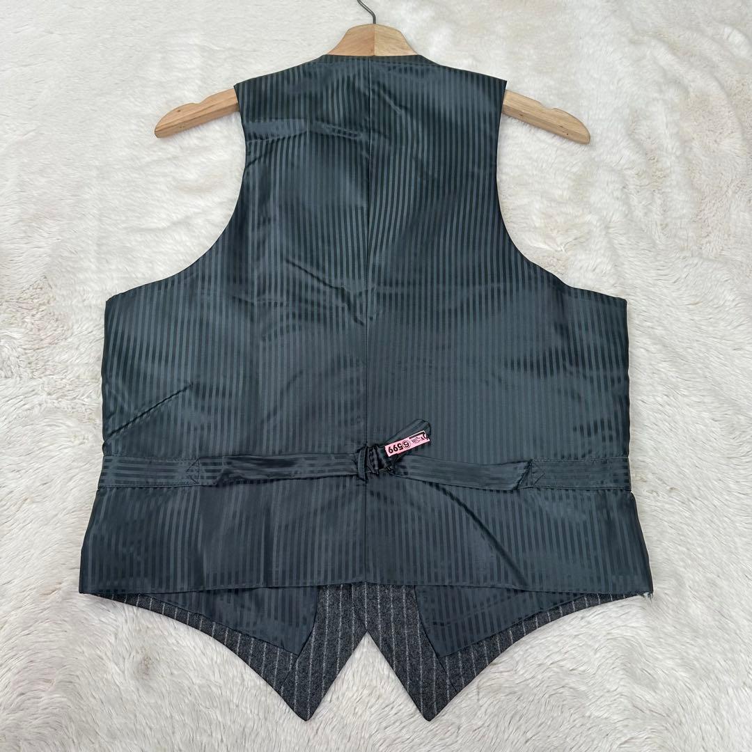 美品✨ニューヨーカー 3ピース スーツ チョークストライプ グレー YA5 高級