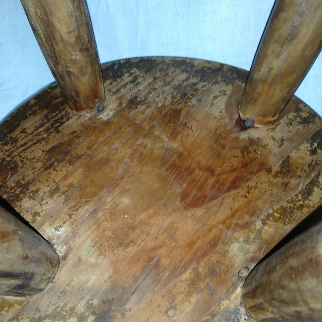 木製円形スツール　茶色　昭和レトロ　古家具