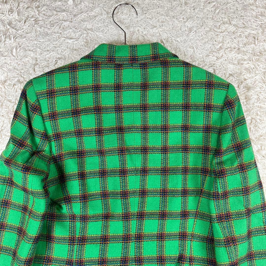 美品 ヴェルサーチ 短丈 メデューサボタン チェック柄 テーラードジャケット