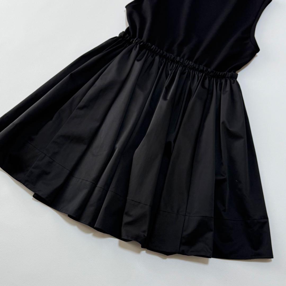 極美品 LE PHIL リモンタ ナイロンツイルティアードワンピース　ブラック