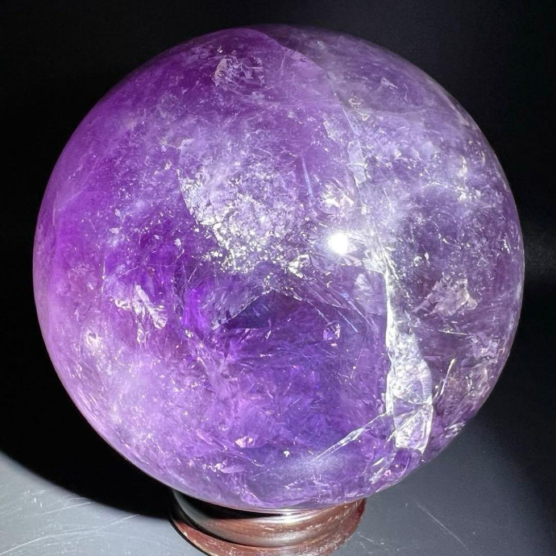 ☆幻品☆家宝級 極大逸品大宝珠☆レインボー ファントム アメジスト 丸玉 天然石