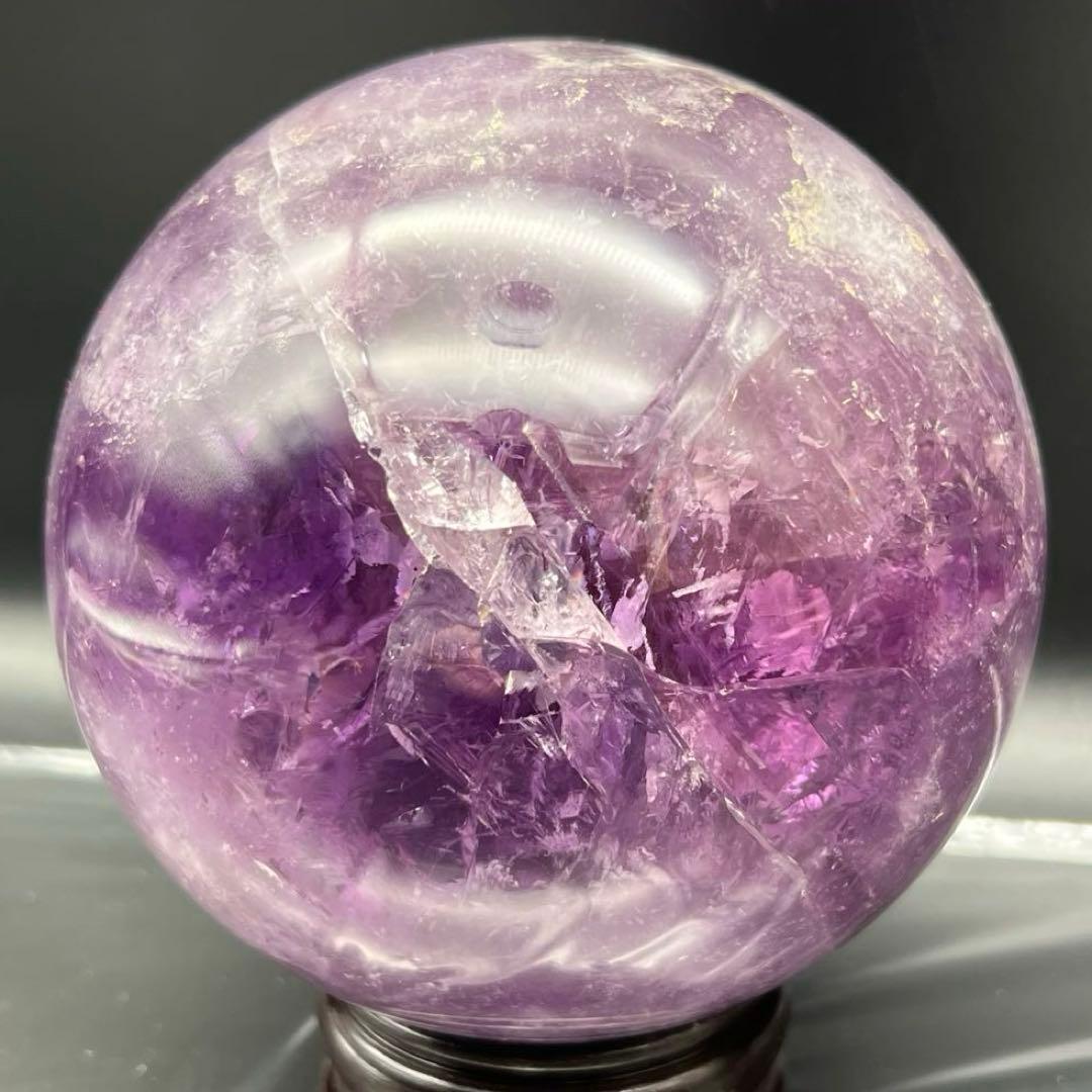 ☆幻品☆家宝級 極大逸品大宝珠☆レインボー ファントム アメジスト 丸玉 天然石