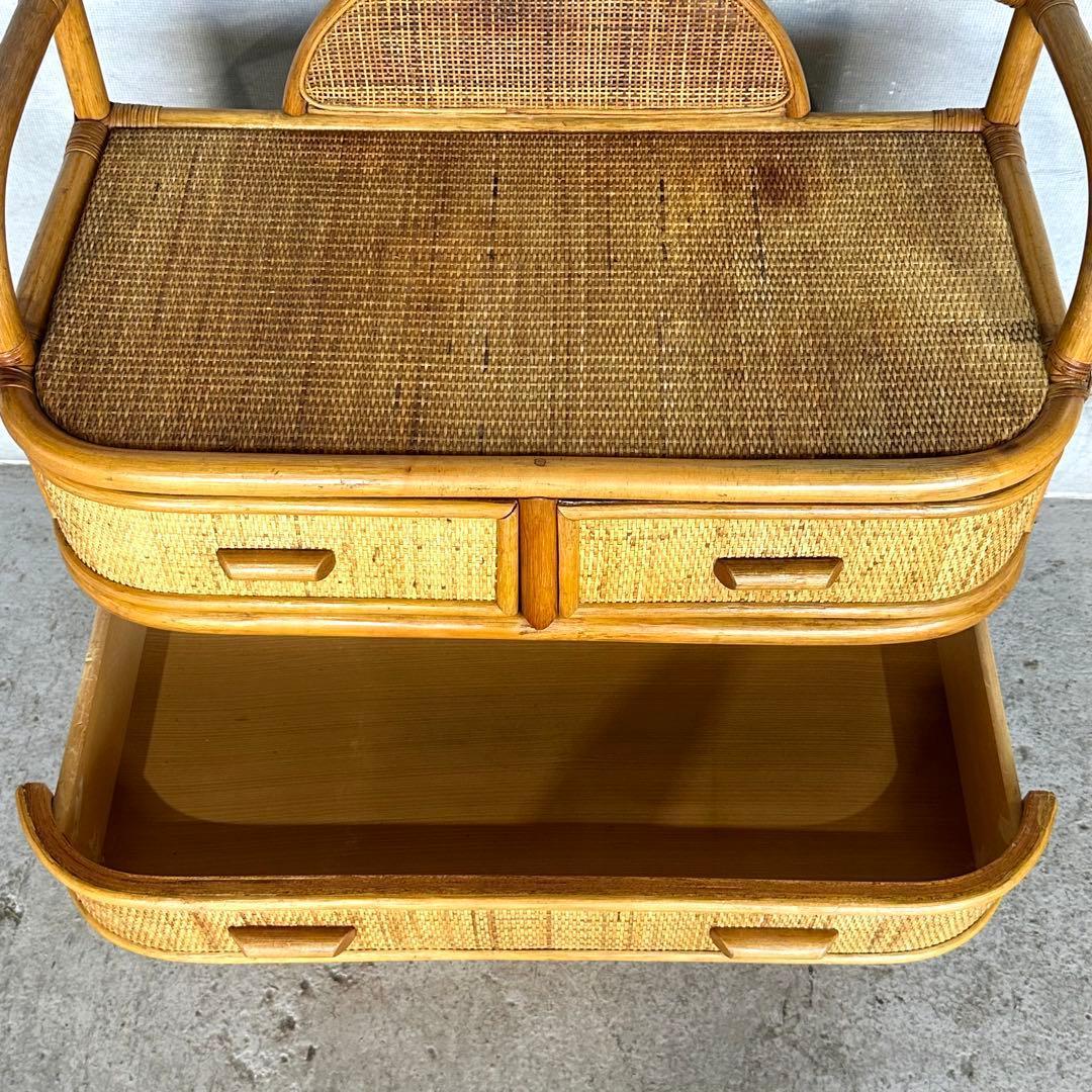 ꧁ラタン꧂ 70s〜80s昭和レトロ♢ ラタンチェスト 5段 籐家具 ナチュラル
