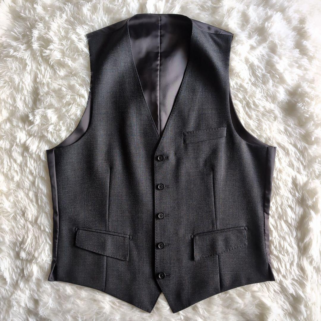 美品 オリヒカ バーズアイ ビジネススーツ スリーピース A6 チャコールグレー