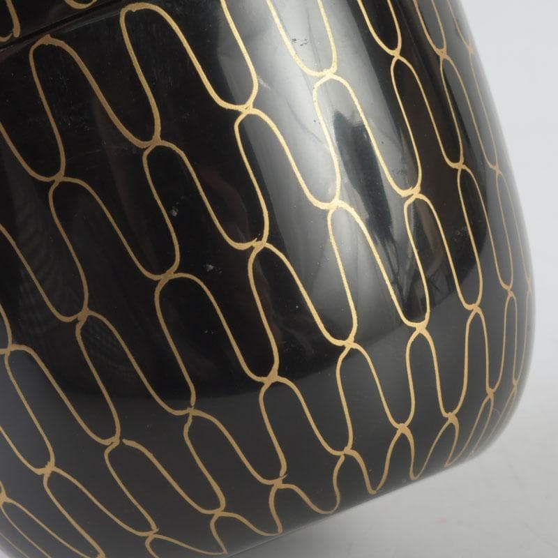 茶道具　中村湖彩作　黒網目蒔絵　中棗　共箱　V　9554