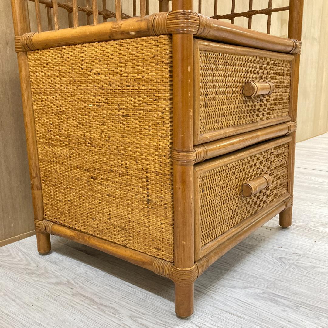 ヴィンテージ アーチ ラタン チェスト 棚 ラック 飾り棚 昭和レトロ