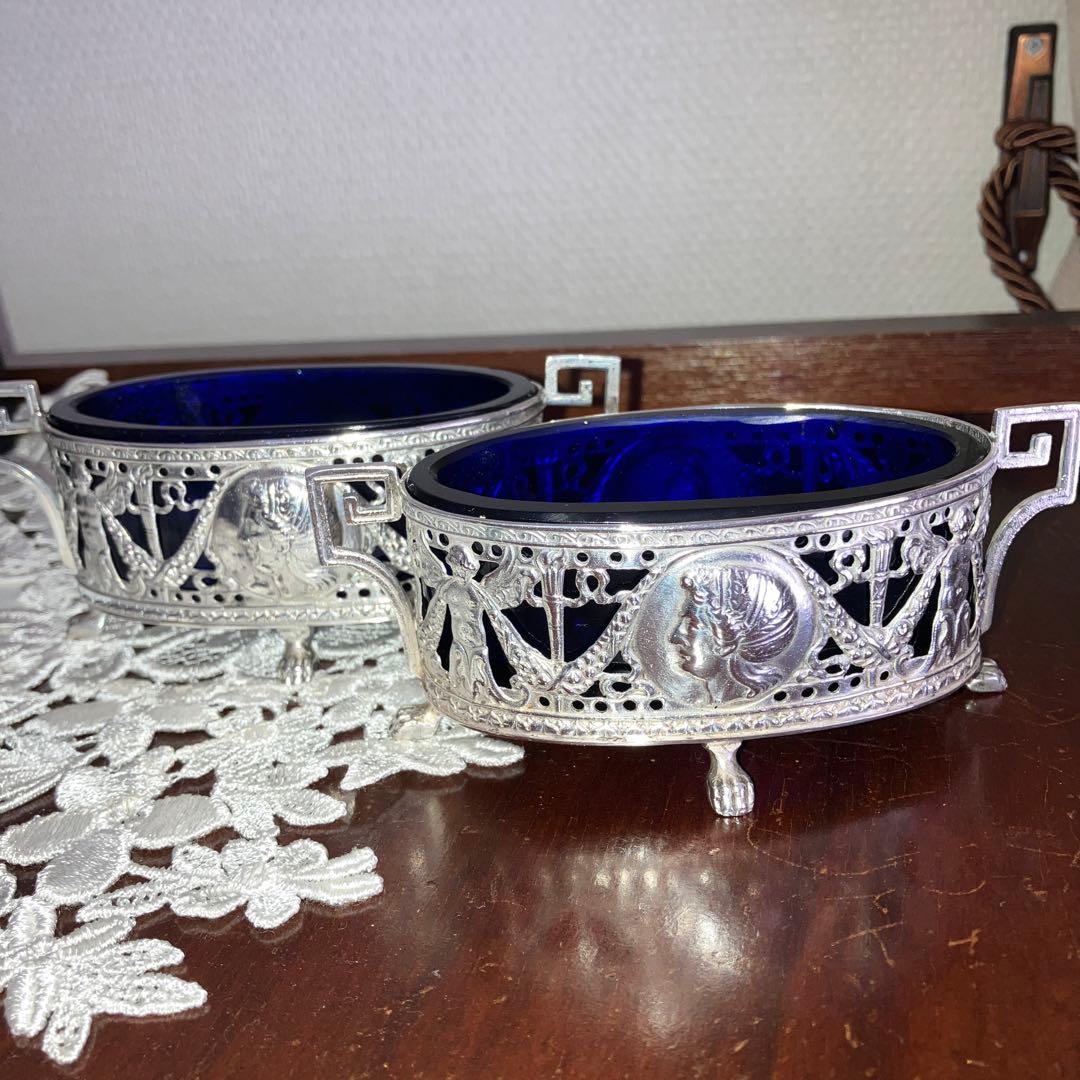 ドイツ　ハナウ　純銀アンティーク　ソルトセラーペア