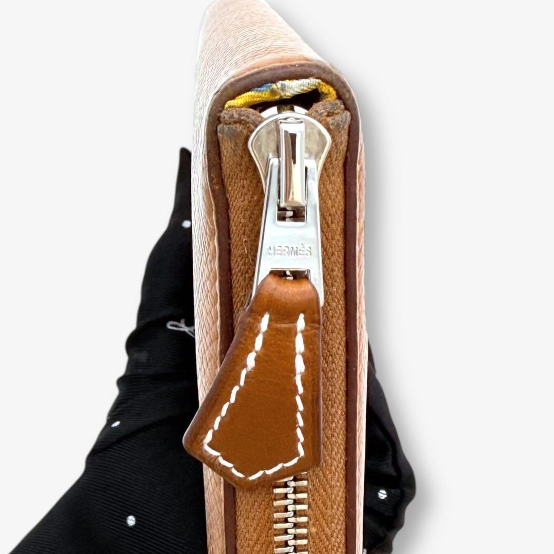 【美品】エルメス HERMES 長財布　アザップシルクイン エプソン　ゴールド
