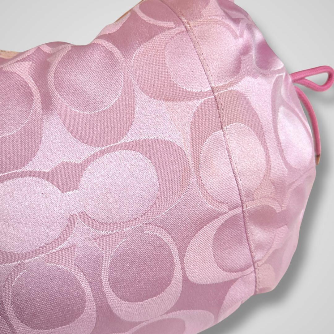 バッグ COACH poppy pink signature shoulder hobo