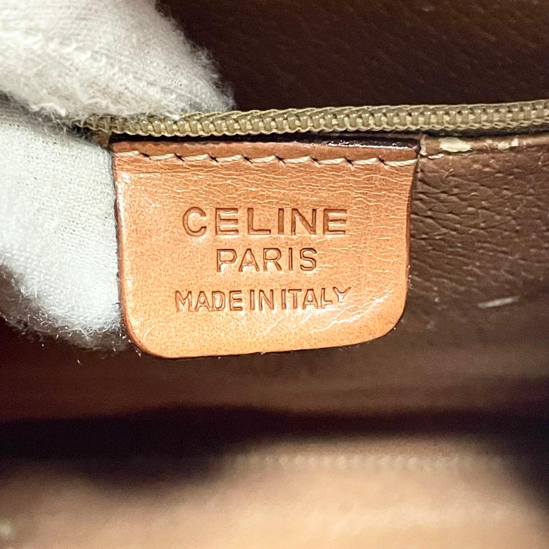 セリーヌ ロゴ 型押し マカダム ハンドバッグ フォーマルバッグ 2way 茶色