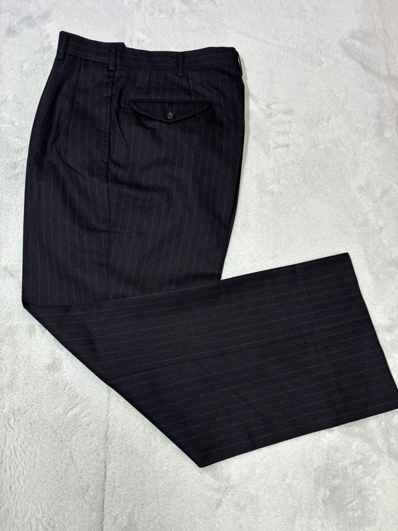 【美品】バーバリー　セットアップスーツ　濃紺ストライプ スーツ 表地毛100%