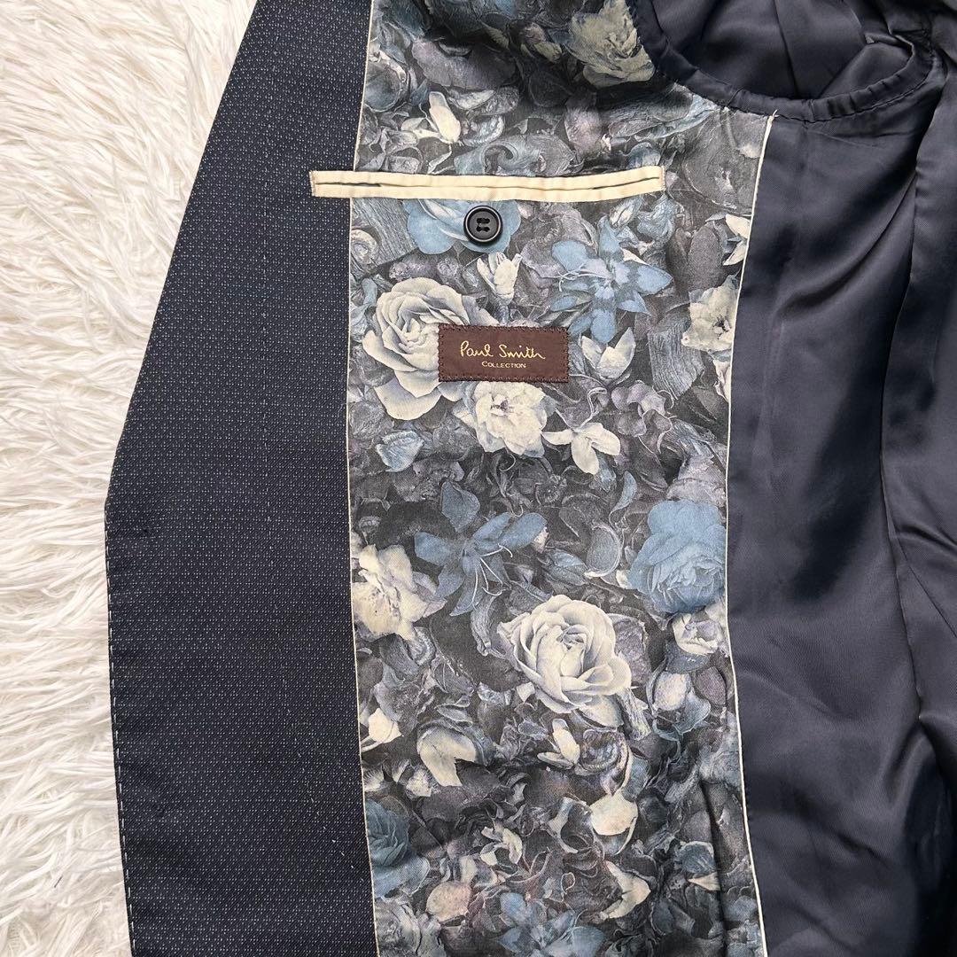 専用希少 極美品 ポールスミス 青薔薇柄 花柄 セットアップ白ステッチ 総裏 L