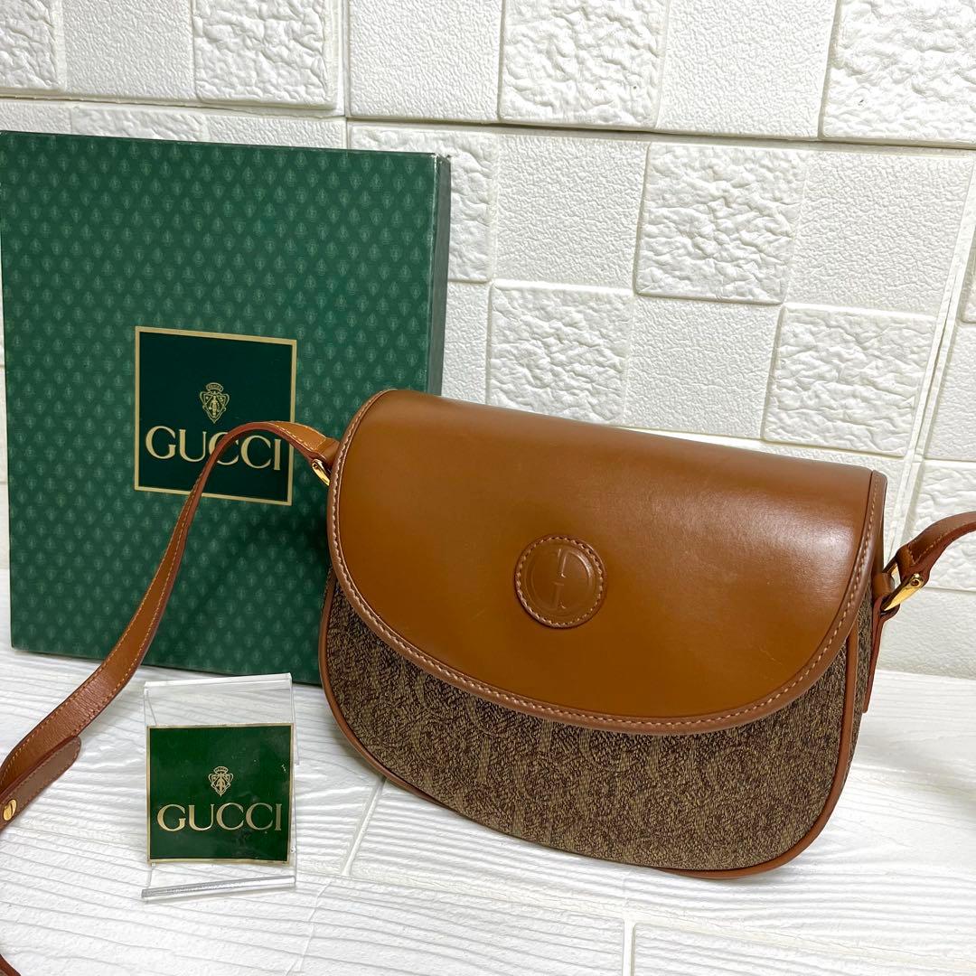【希少性】✨極美品✨☘️GUCCI☘️✨ショルダーバッグ✨キャンバスレザー✨