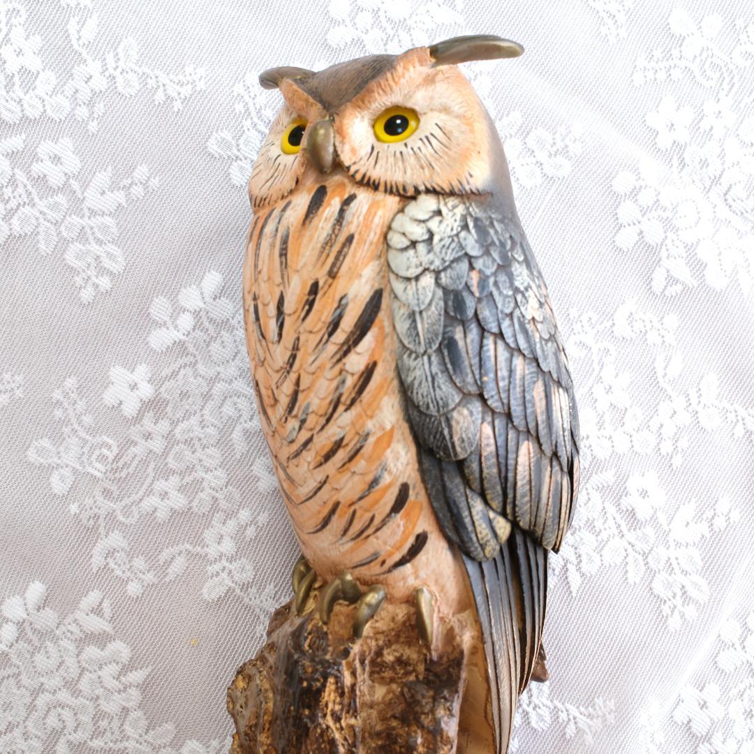 イタリア製フクロウの彫刻 約35cm