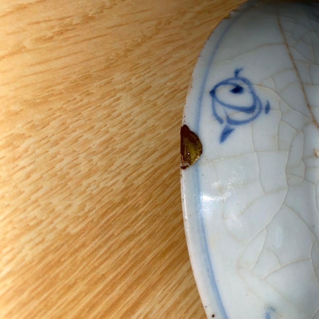 初期伊万里　染付芙蓉草鳥文皿　1620年頃