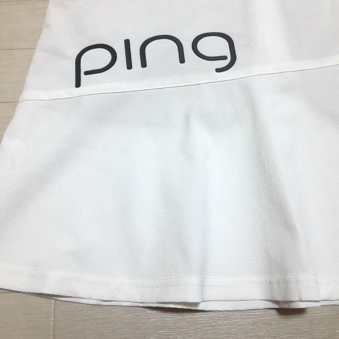 どら 新品 PINGピン モックネック&スカートLL 白ホワイト