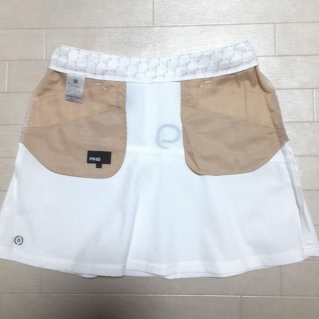 どら 新品 PINGピン モックネック&スカートLL 白ホワイト