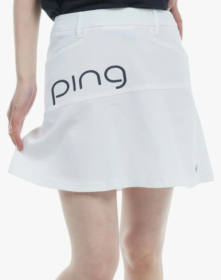 どら 新品 PINGピン モックネック&スカートLL 白ホワイト