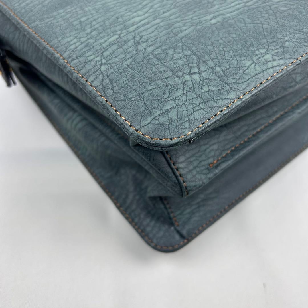 【新品未使用】Live Friend 象革 ビジネス ダレスバッグ 鍵付 緑