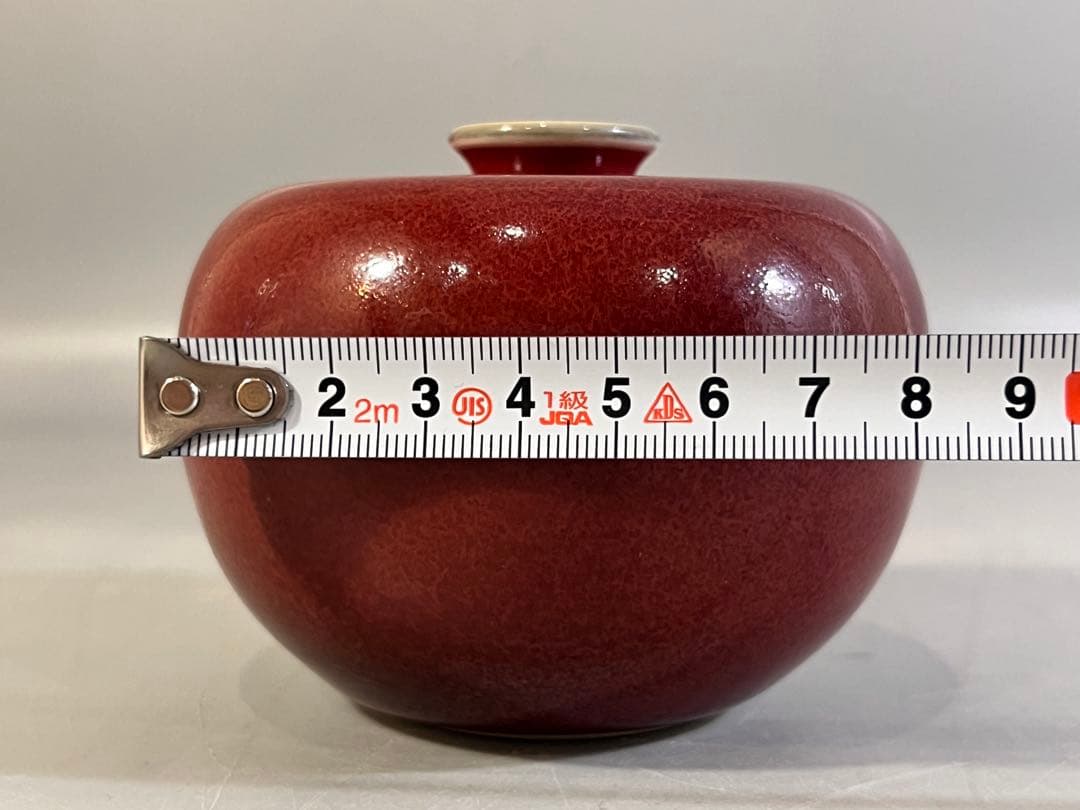 清時代 康熙年製 豆紅釉苹果尊・時代物・古陶磁・古賞物・旧家買出品