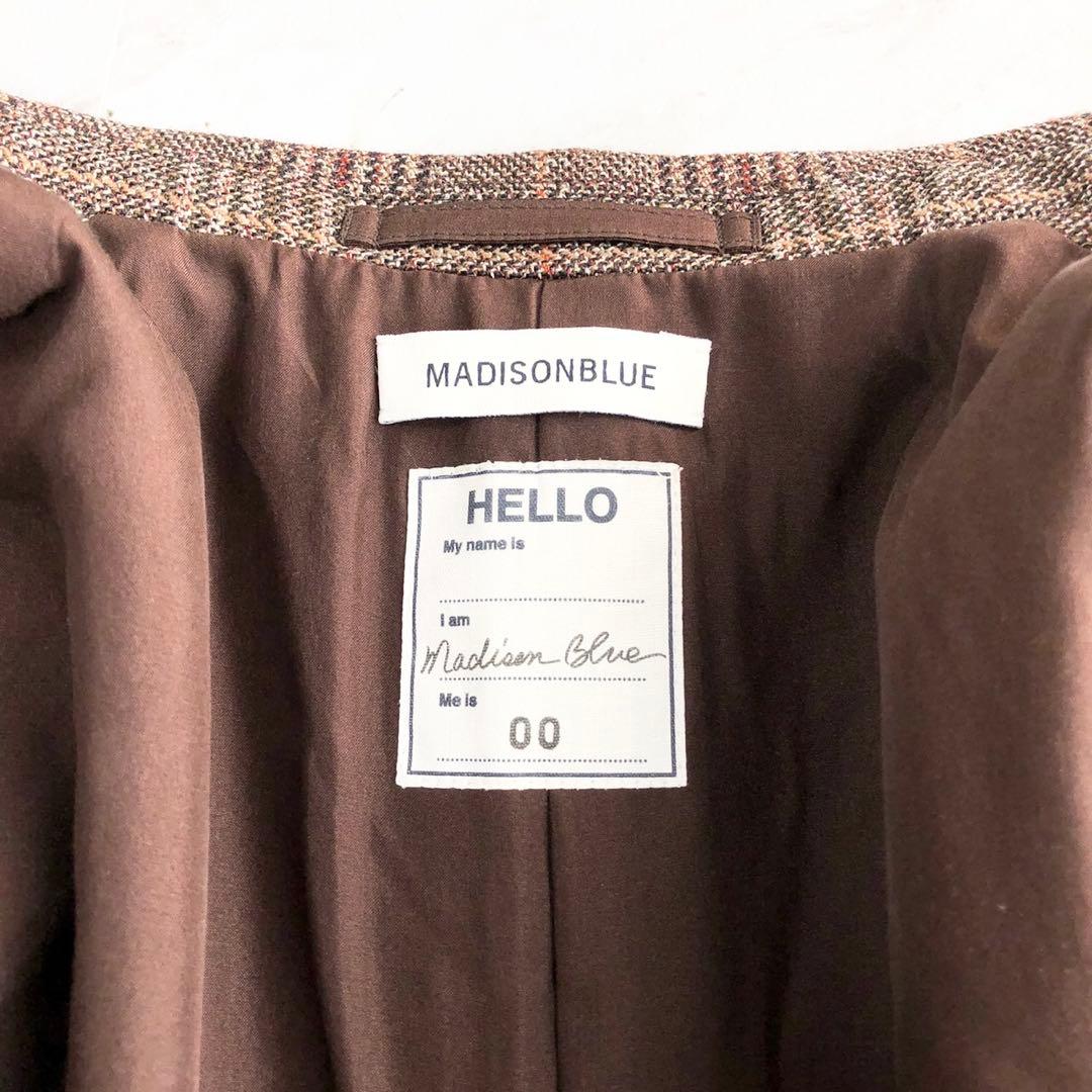 未使用級❤️22AW マディソンブルー テーラードジャケット　チェック　ブラウン