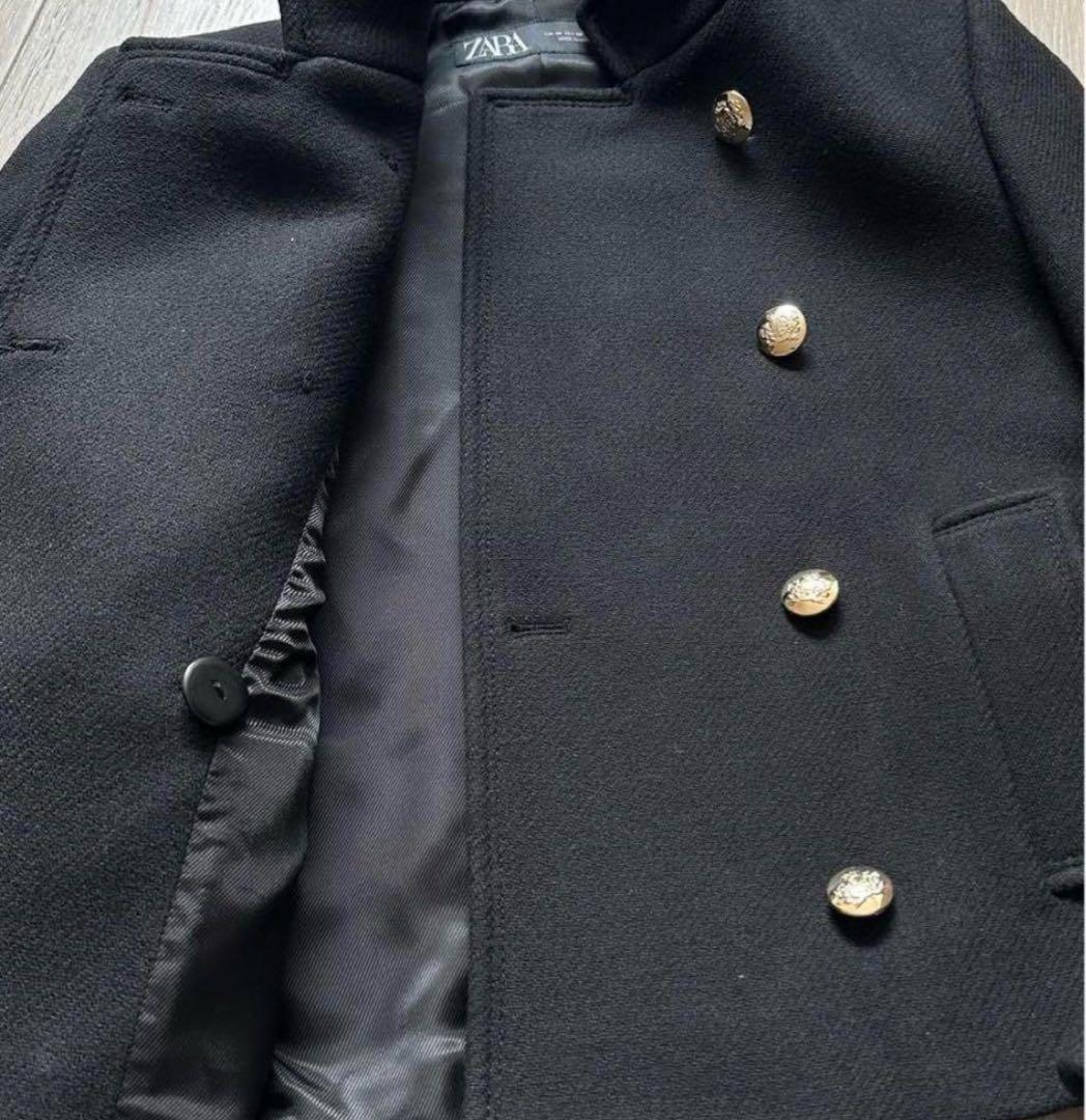 新品 ZARA ハイネック ショート ダブルブレストコート M ラスト1点♪