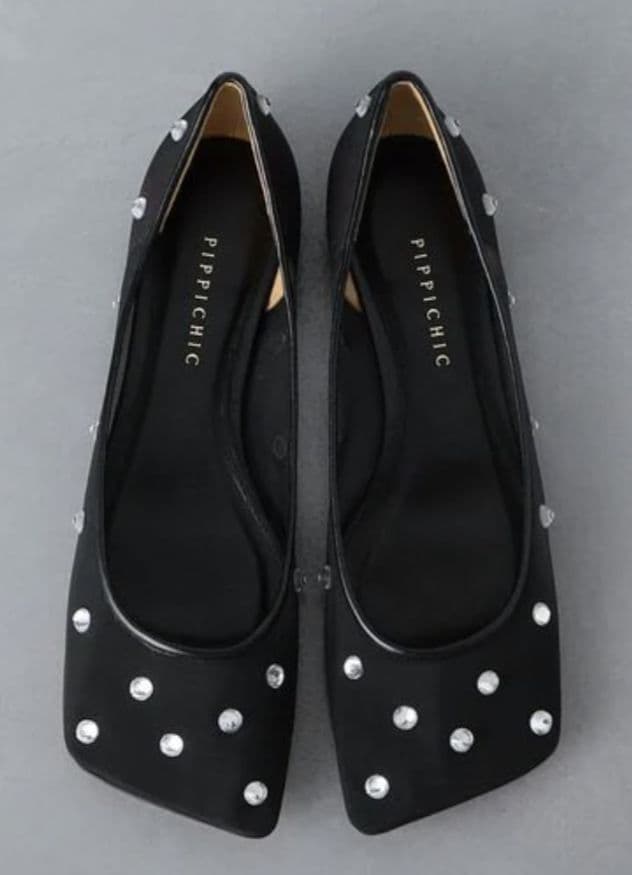 新品 未使用 ピッピシック　フラットシューズ　24.0 ダイヤモンド　ブラック