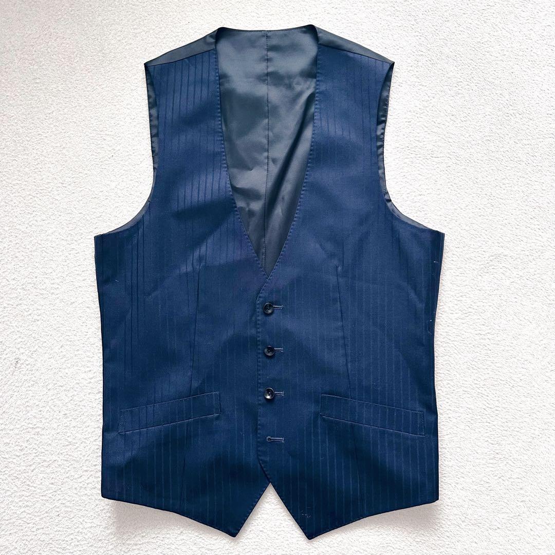 スーツセレクト　スリーピース　セットアップ　スーツ　ネイビー　ストライプ