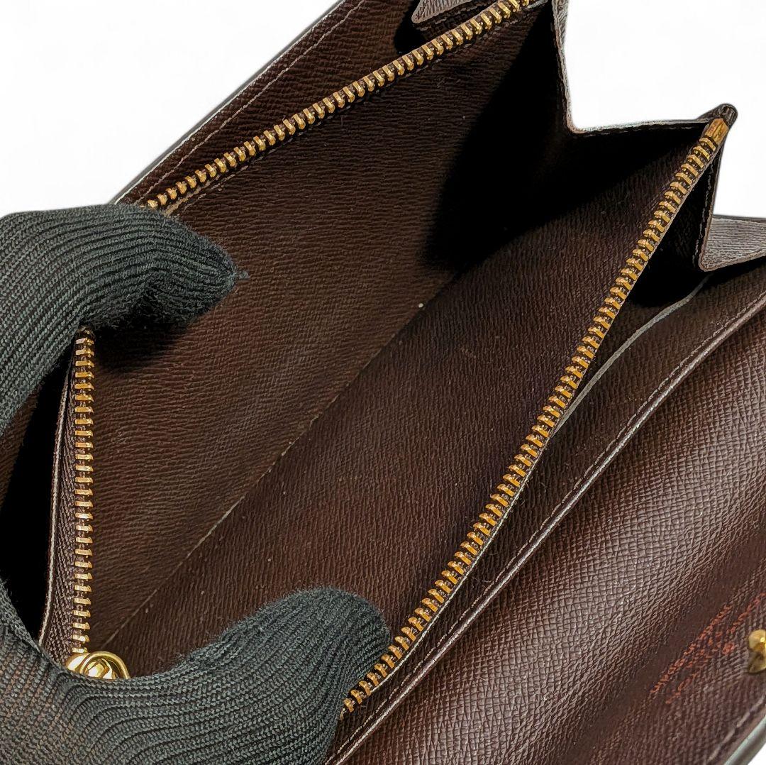 【美品】ルイヴィトン ダミエ エベヌ ポシェット ポルトモネ クレディ 長財布