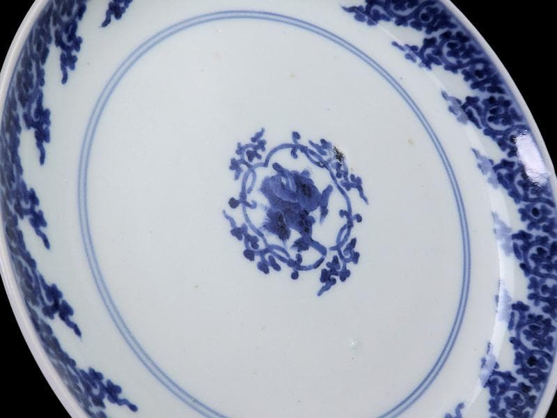 古伊万里　型紙摺　獅子唐草の図　６寸半皿　元禄期　A302AS-DBw