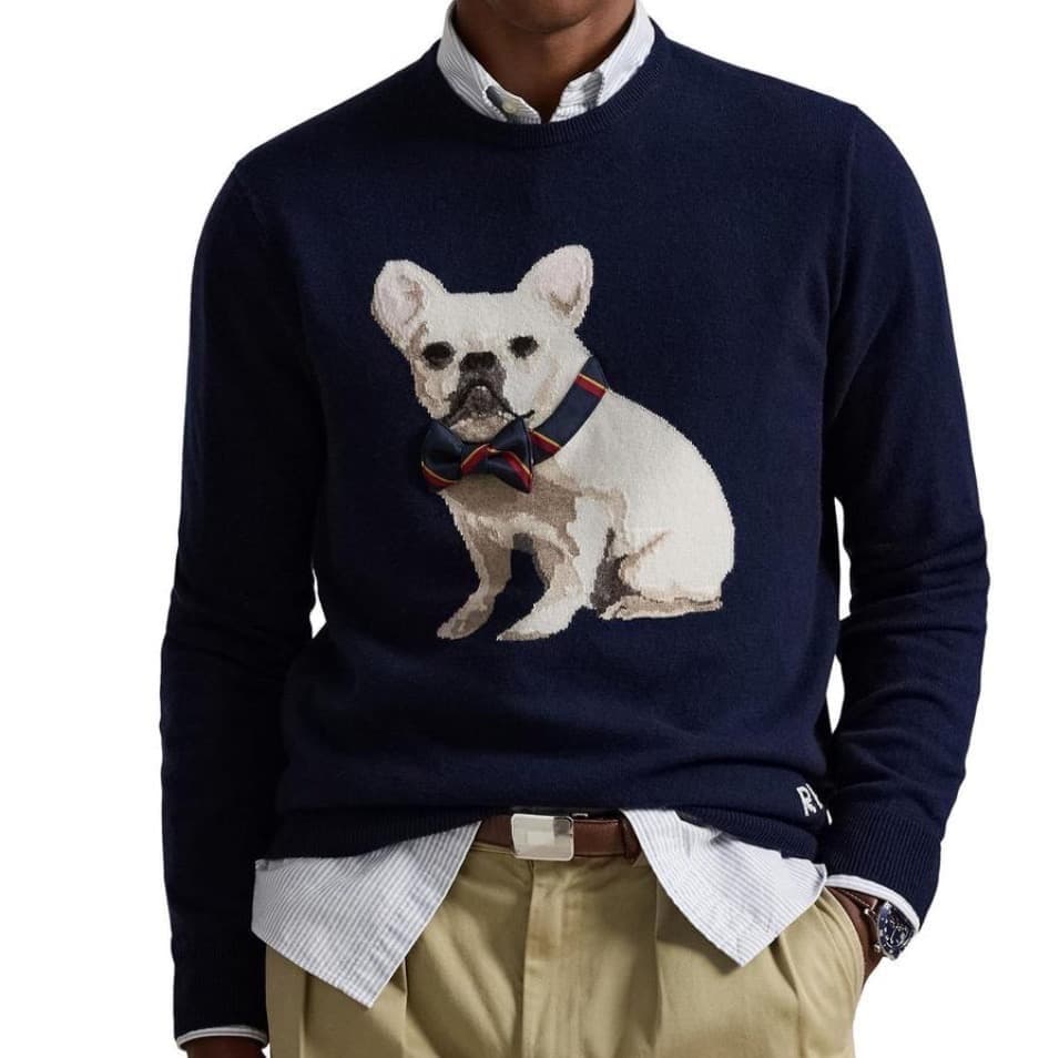 ポロラルフローレン ドッグインターシャ カシミヤセーター サイズM 新品 紺色