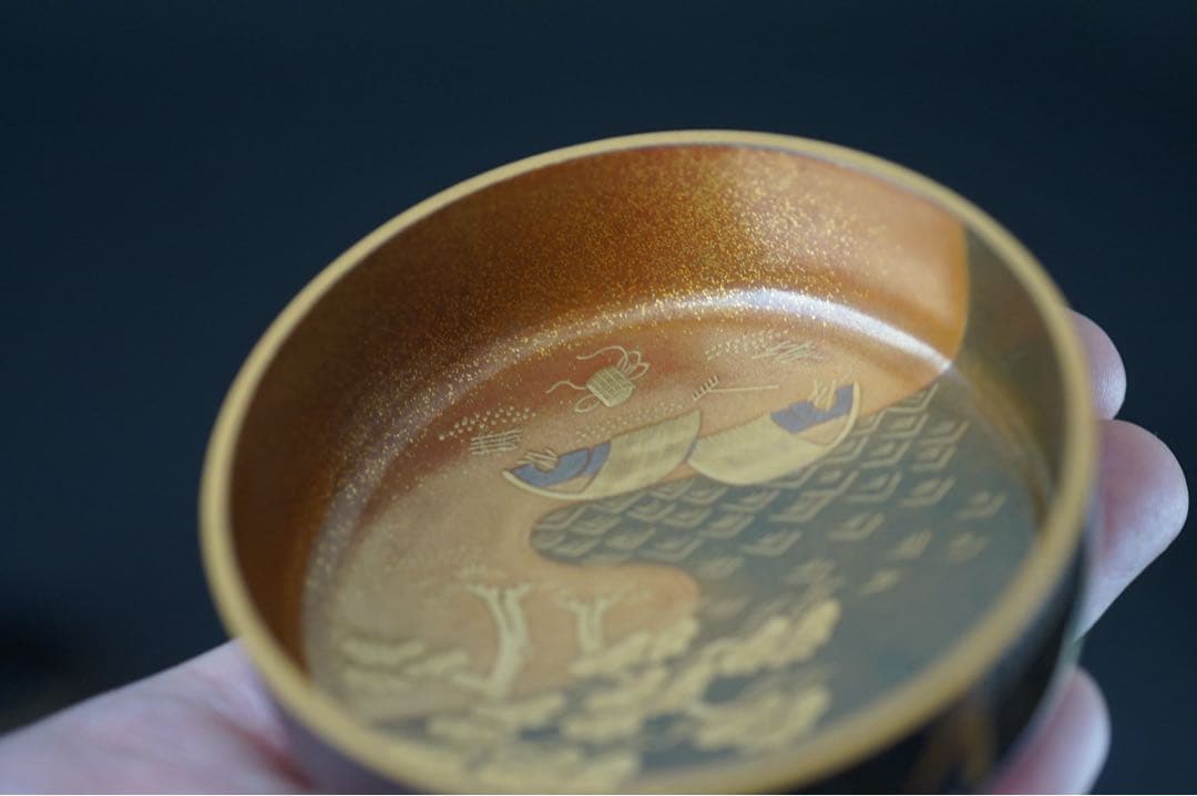 鈴木光入 造 干網蒔絵 大棗 共箱 共布 茶道具