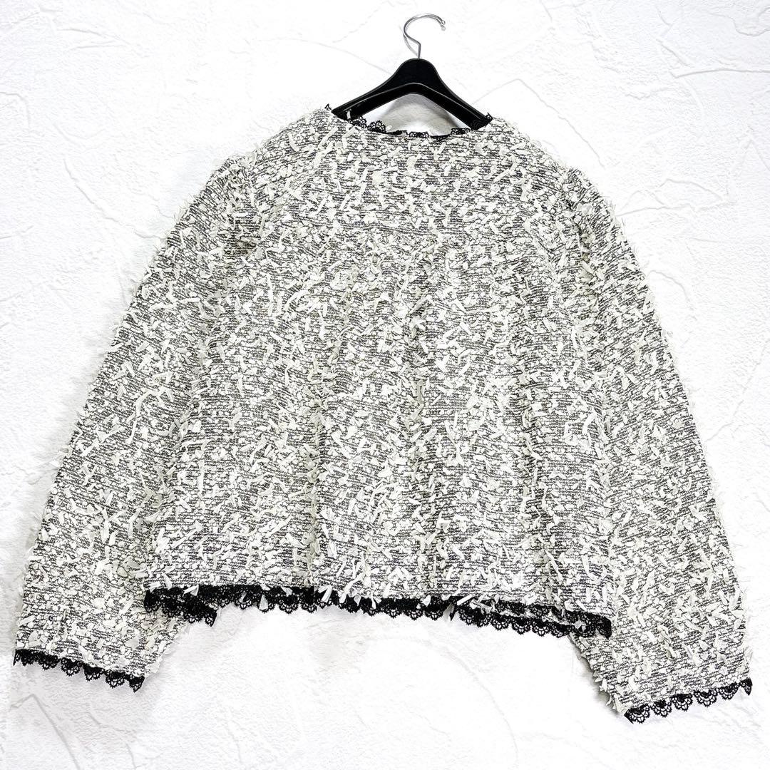 ✨極美品✨大きいサイズ　ユキエモン　リップジャケット　3L　ツイード　ノーカラー