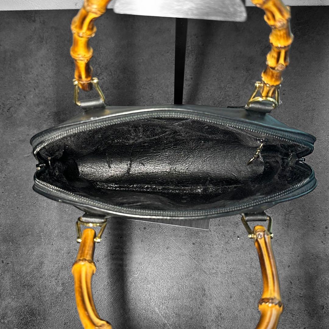 バッグ GUCCI Bamboo Leather Handbag BLACK