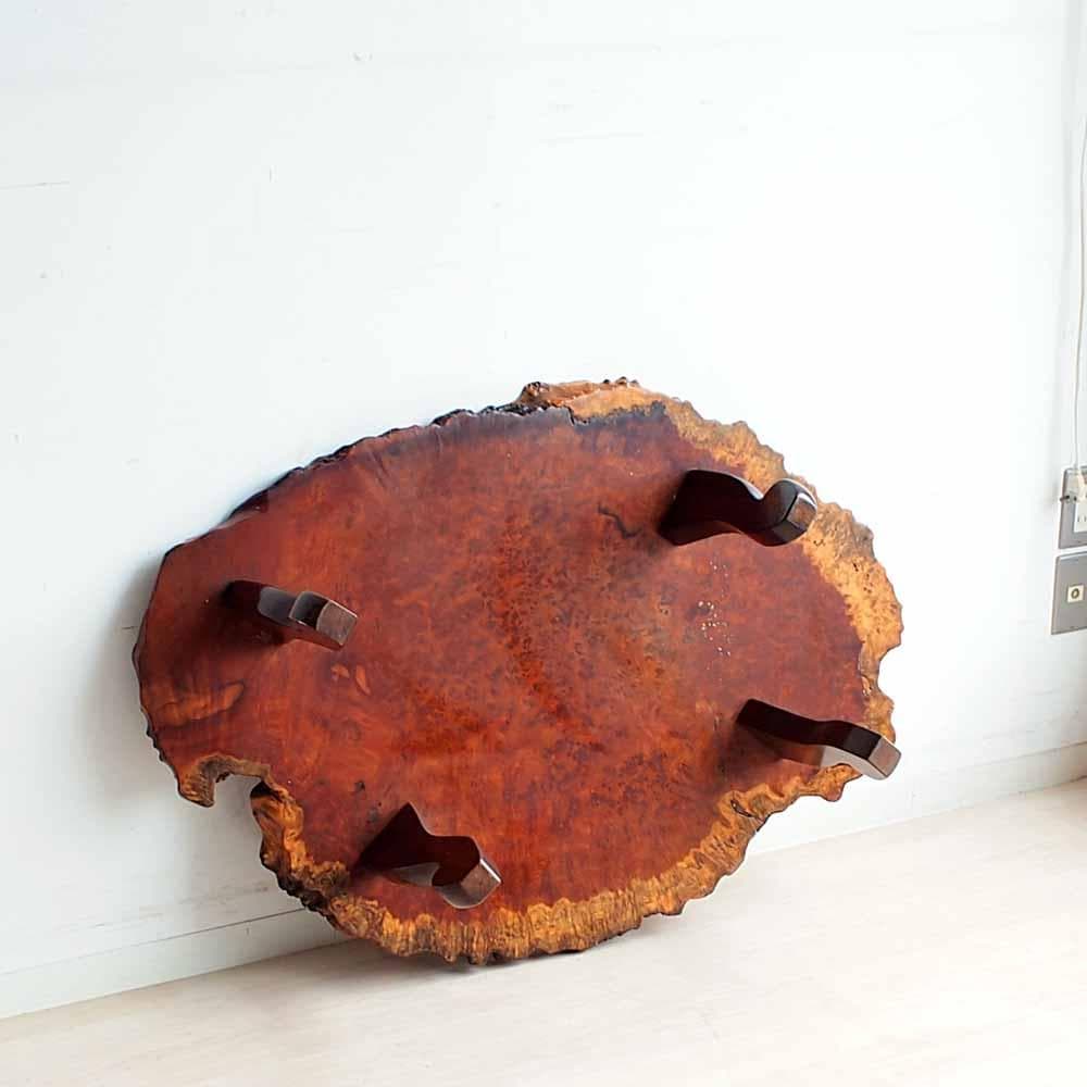 花梨材 無垢材テーブル 一枚板 玉杢 瘤杢 座卓 唐木 泡杢 ZR20676