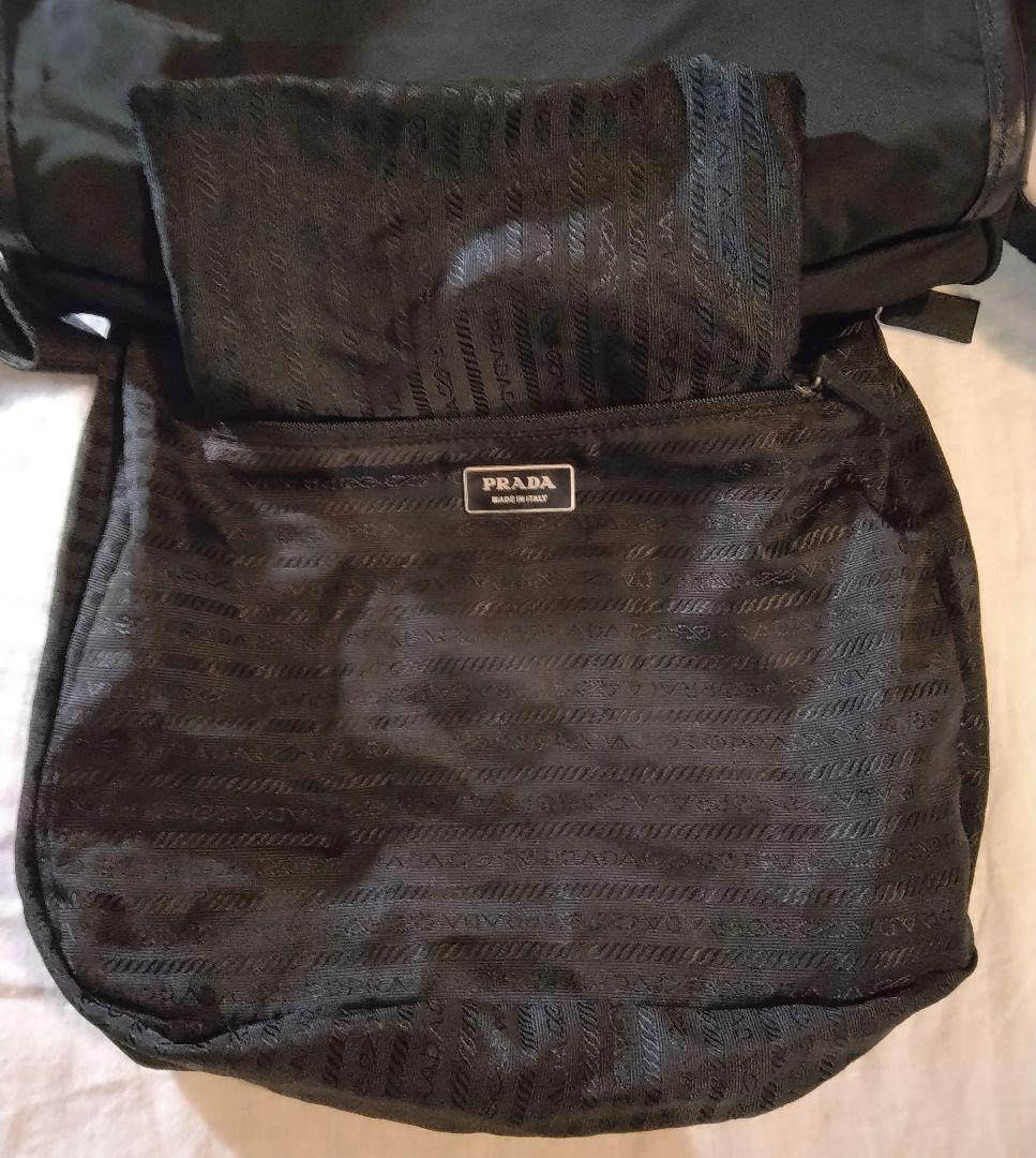 PRADA ショルダーバッグ 三角ロゴプレート ナイロン レザー 黒