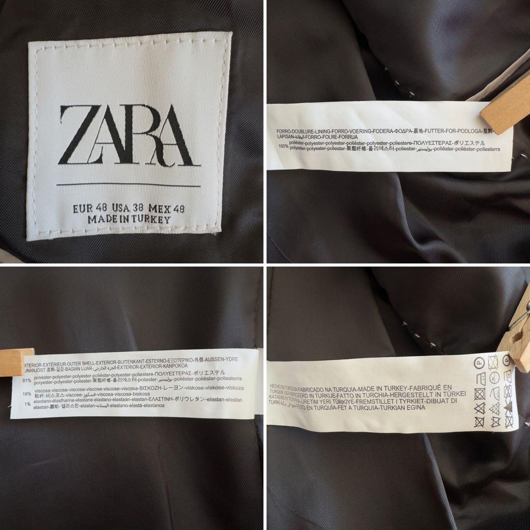 人気✨ZARA スリーピース　3P スーツ　バーズアイ柄　ラペルピン　チェーン