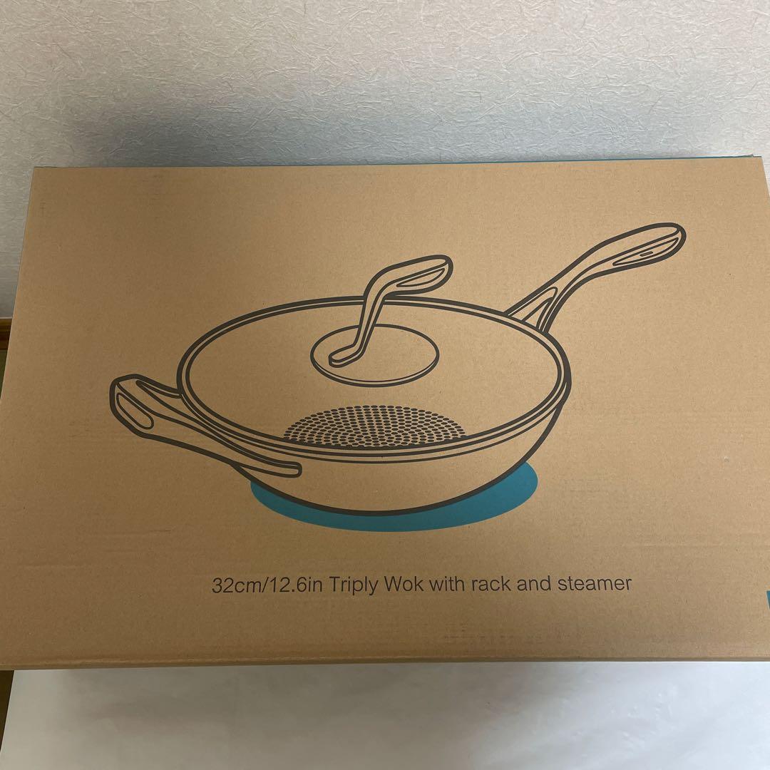 【新品】タッパーウェア　ウォック　32cm 蒸し揚げラック付き