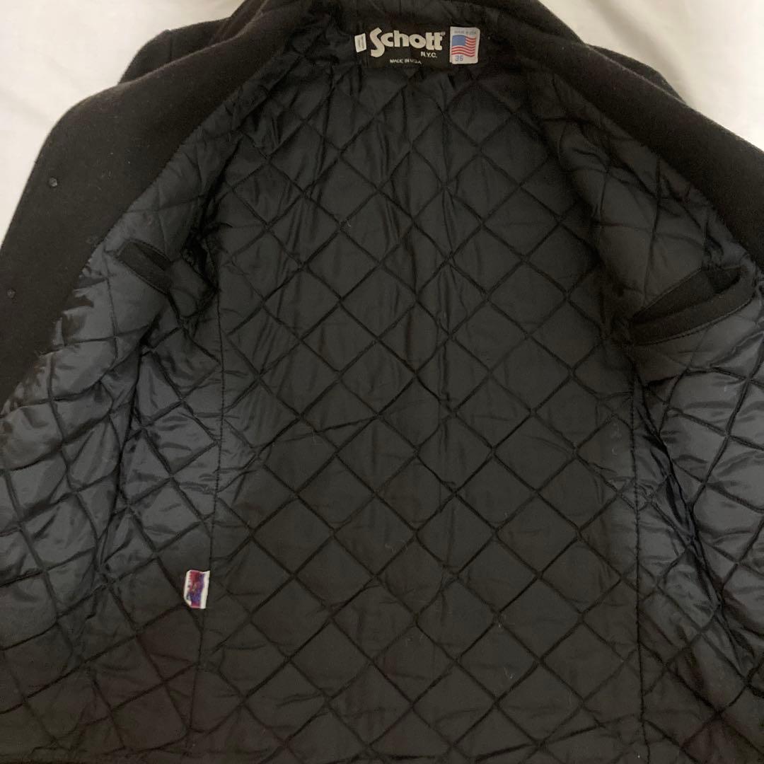 Schott 黒 ウール ピーコート 36 シングル　レア　ビンテージ　最終