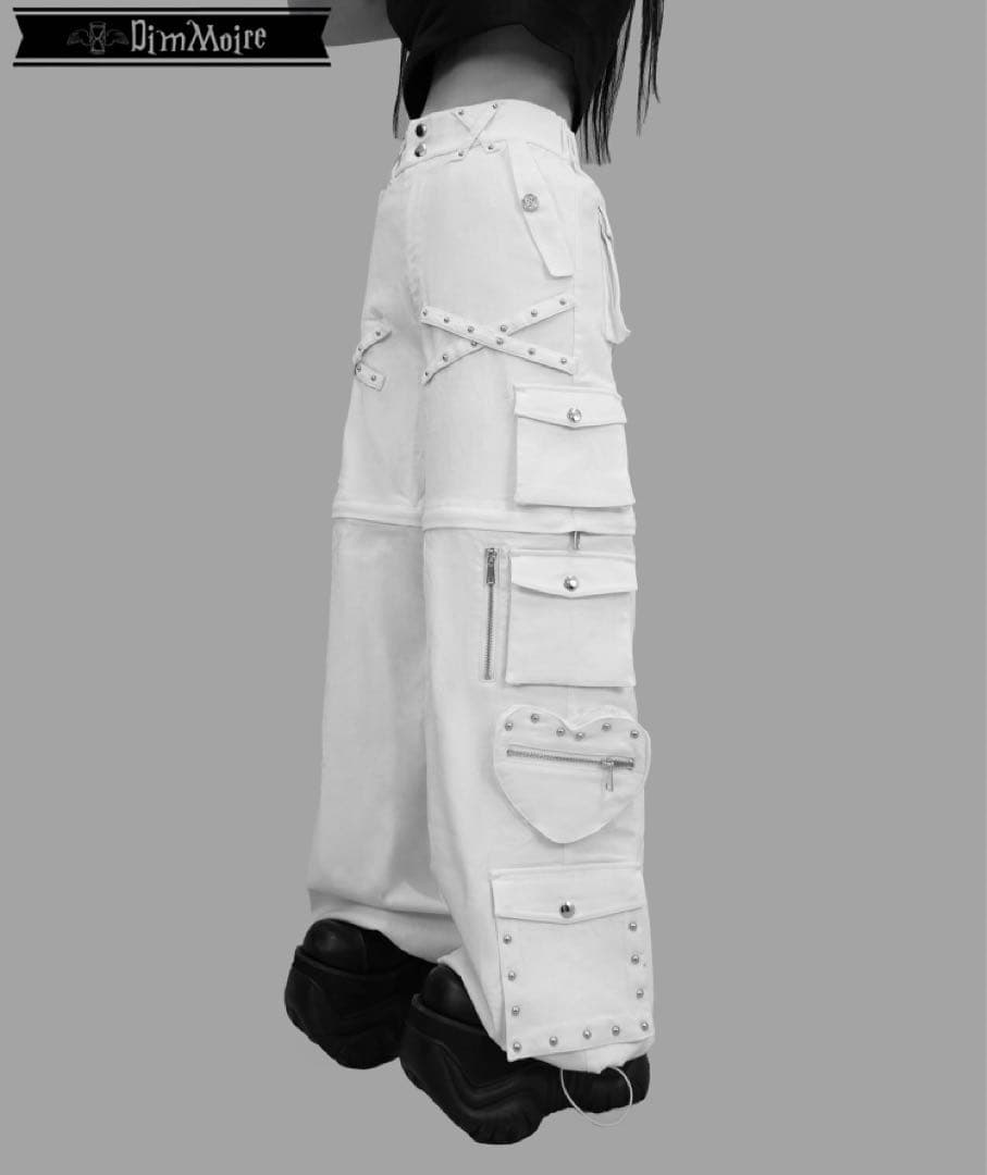 DimMoire ディムモアール　スタッズカーゴパンツ　white ホワイト