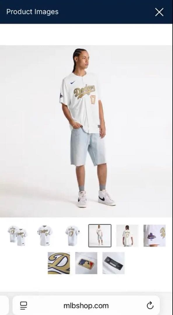 新品 未開封 ドジャース 大谷翔平 17番 ゴールド ユニフォーム メンズ　S