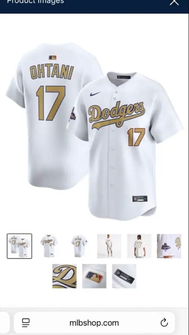 新品 未開封 ドジャース 大谷翔平 17番 ゴールド ユニフォーム メンズ　S