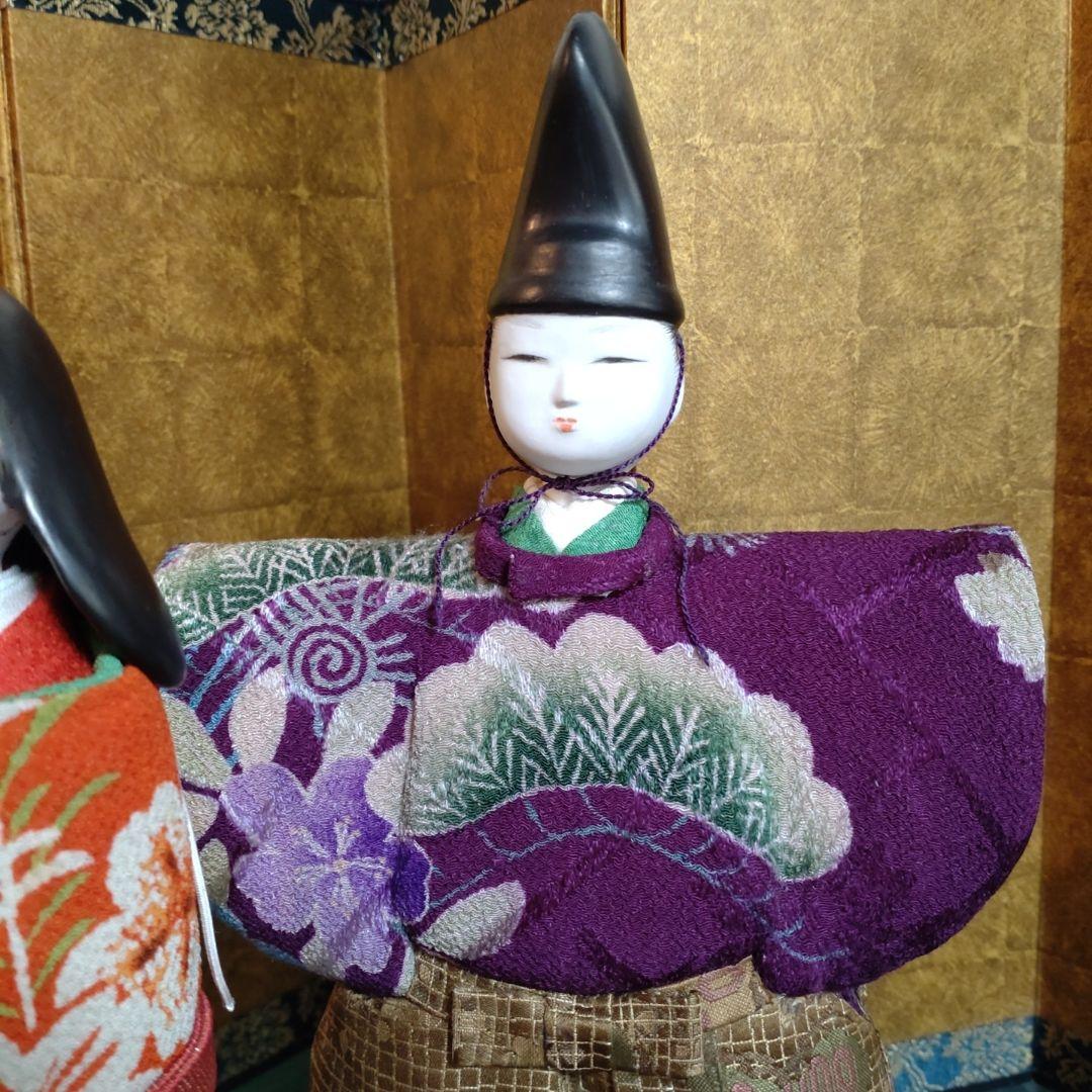 桐塑雛人形　女雛の髪型は難度が高い　伝統的な雛人形 　衣裳古布