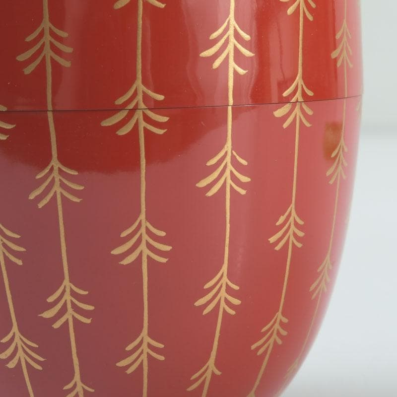 茶道具　京塗師　堀井胡春作　朱塗　柳蒔絵　中棗　共箱　V　9480